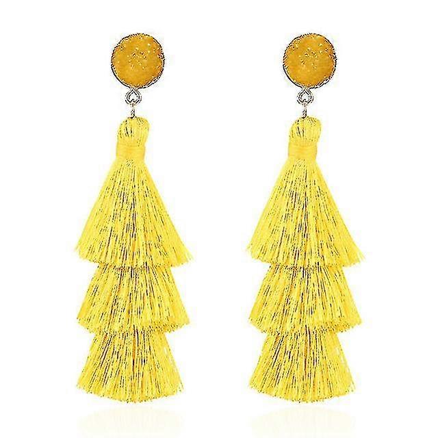 Layered Tassel Earrings Bohemian Tiered Tassel Stud Dangle (3set)