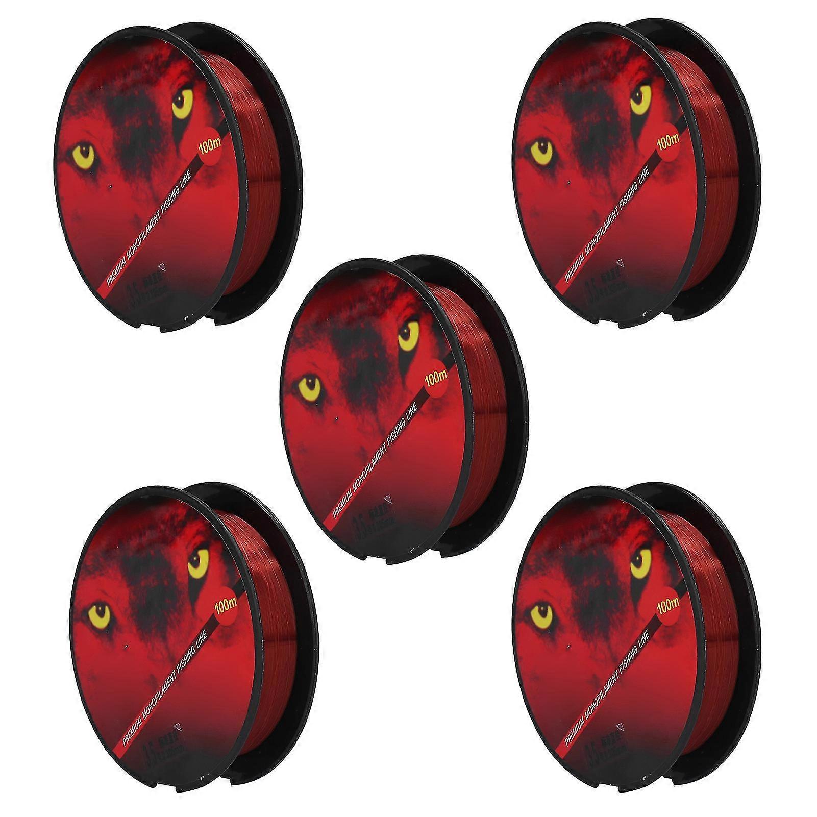 Strong 100M Nylon Fishing Line 5Pcs - Wearproof, AntiBite Tackle Accessory (No.3.5)