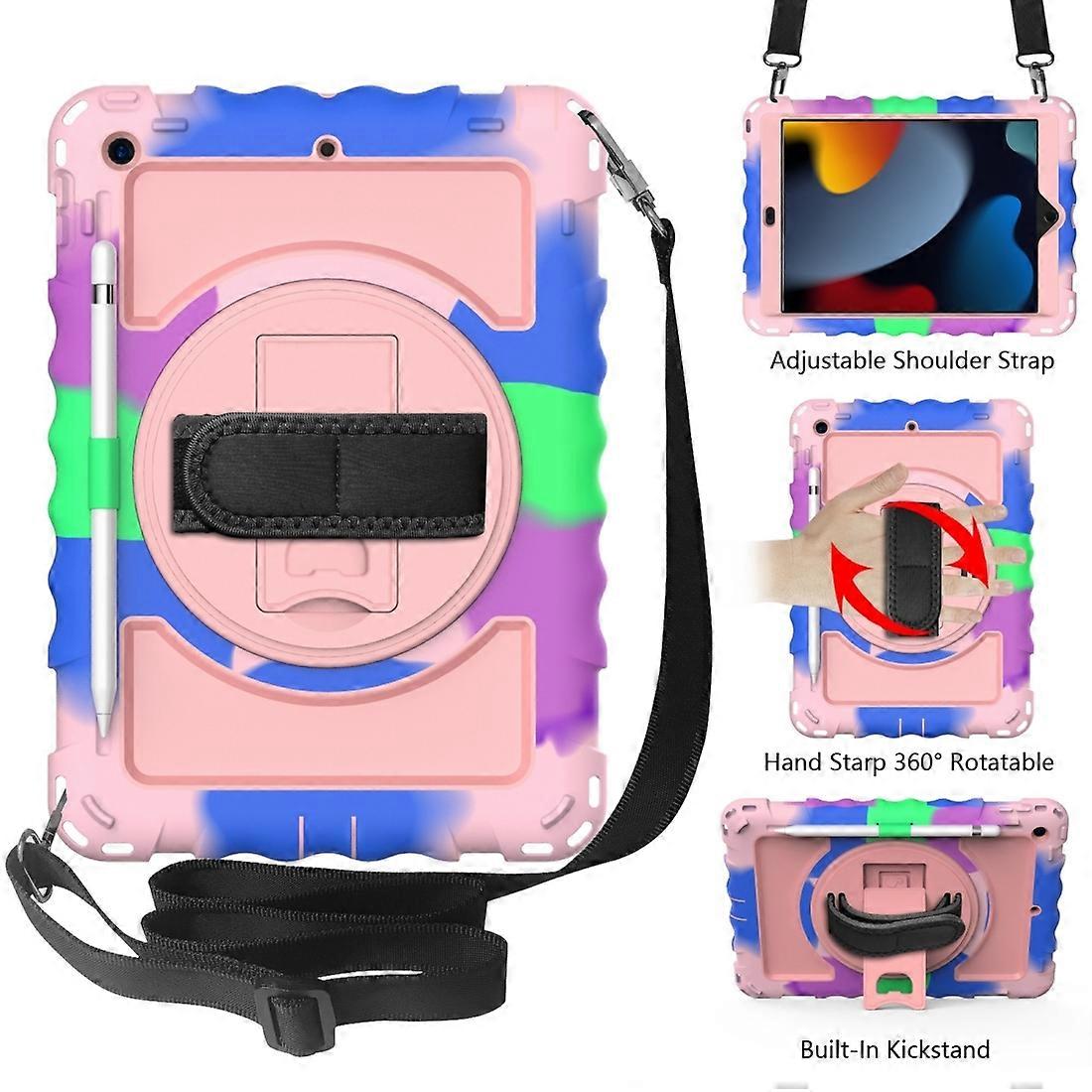 For iPad 10.2 360 Degree Rotating Case with Pencil Holder, Kickstand Shockproof Heavy Duty with For iPad 10.2