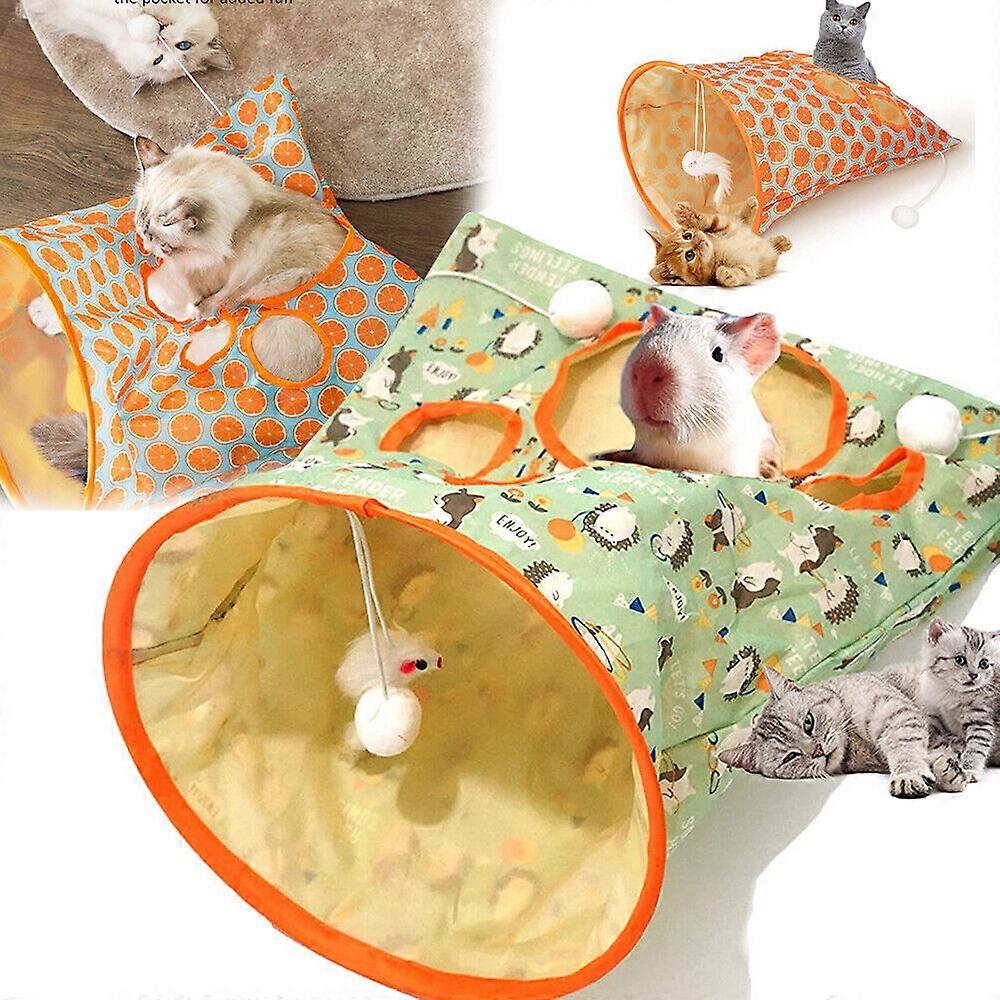 Cat Tunnel Bags,Collapsible Self Interactive Cat Drill Bag Toy With Plush Ball