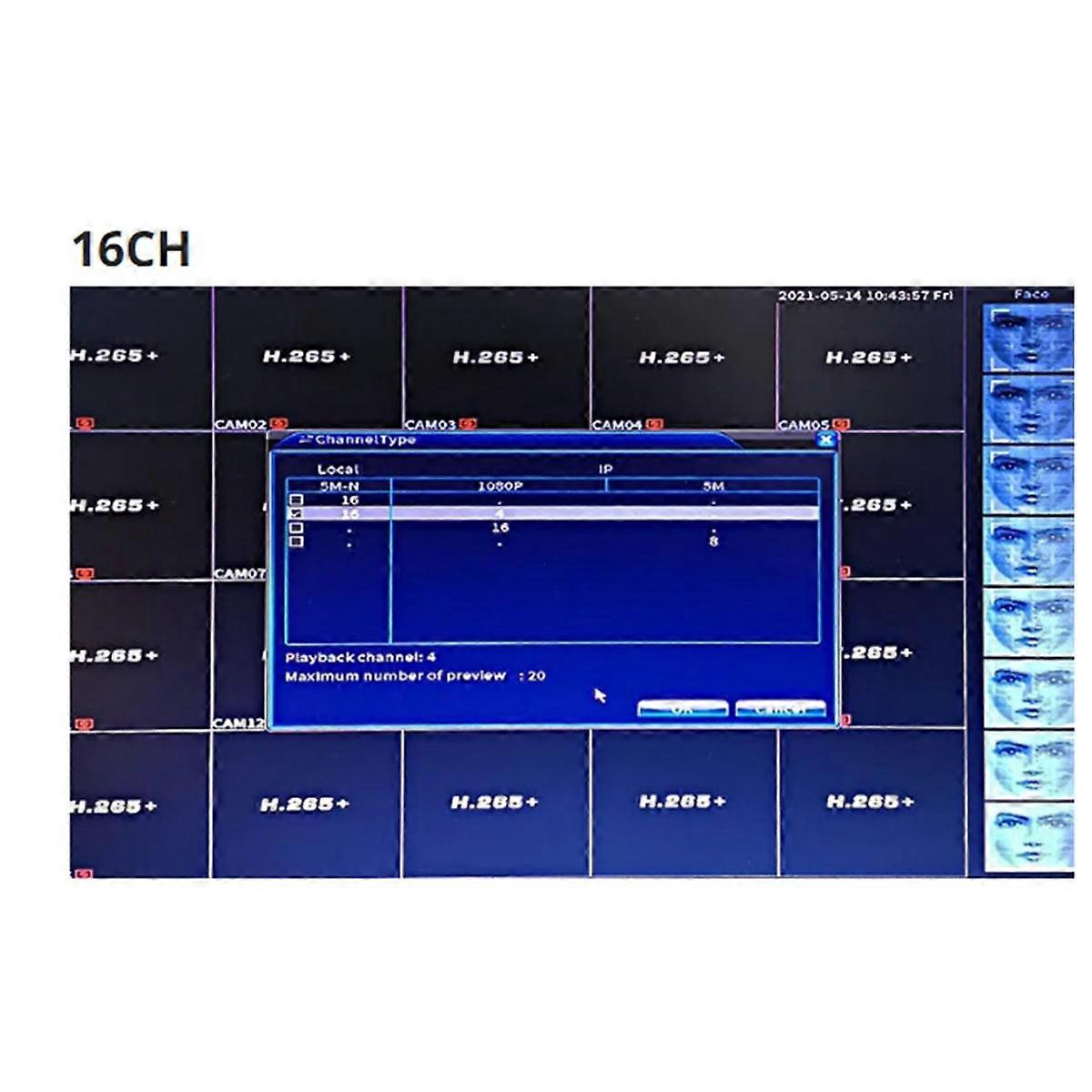 Xmeye NVR DVR Board 5M-N 1080P 4CH Hybrid 6 in 1 with AUdio over Coaxial for CCTV AHD Tvi CVBS Analog IP Cameras