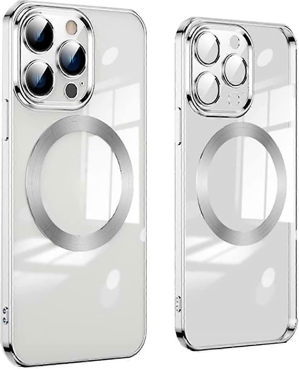 Clear Plating Case With Magsafe Compatible For Iphone 14 Pro Max/14 Pro, Soft Tpu Cover With Len Protector