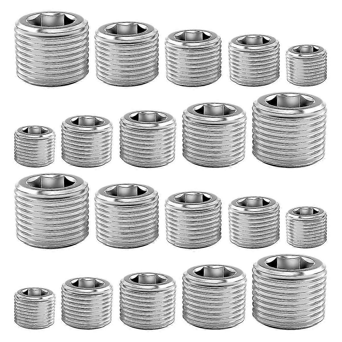 لملحقات قابس الأنابيب مجموعة السرد: 1/8 بوصة ، 1/4 بوصة ، 3/8 بوصة ، 1/2 بوصة ، 3/4 بوصة NPT ذكر سداسية الخيط المقابس للسباكة والاستخدام الصناعي