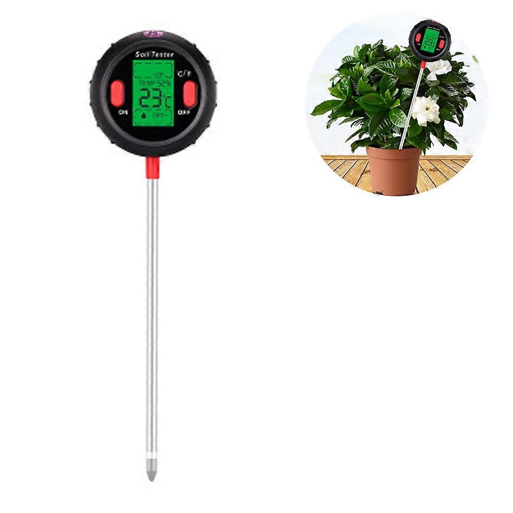 5 In 1 Soil Ph Meter Soil Moisture Monitor LCD Display PH Tester Temperature Sunlight Intensity Testing Tool