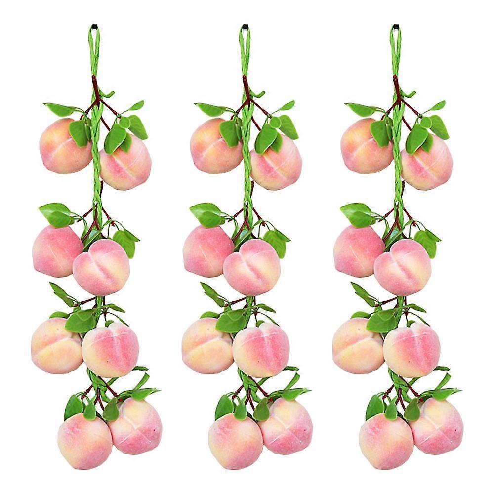 3pcs Simulation Fruit Peach Hanging String Fake Peach String Fruit Strings