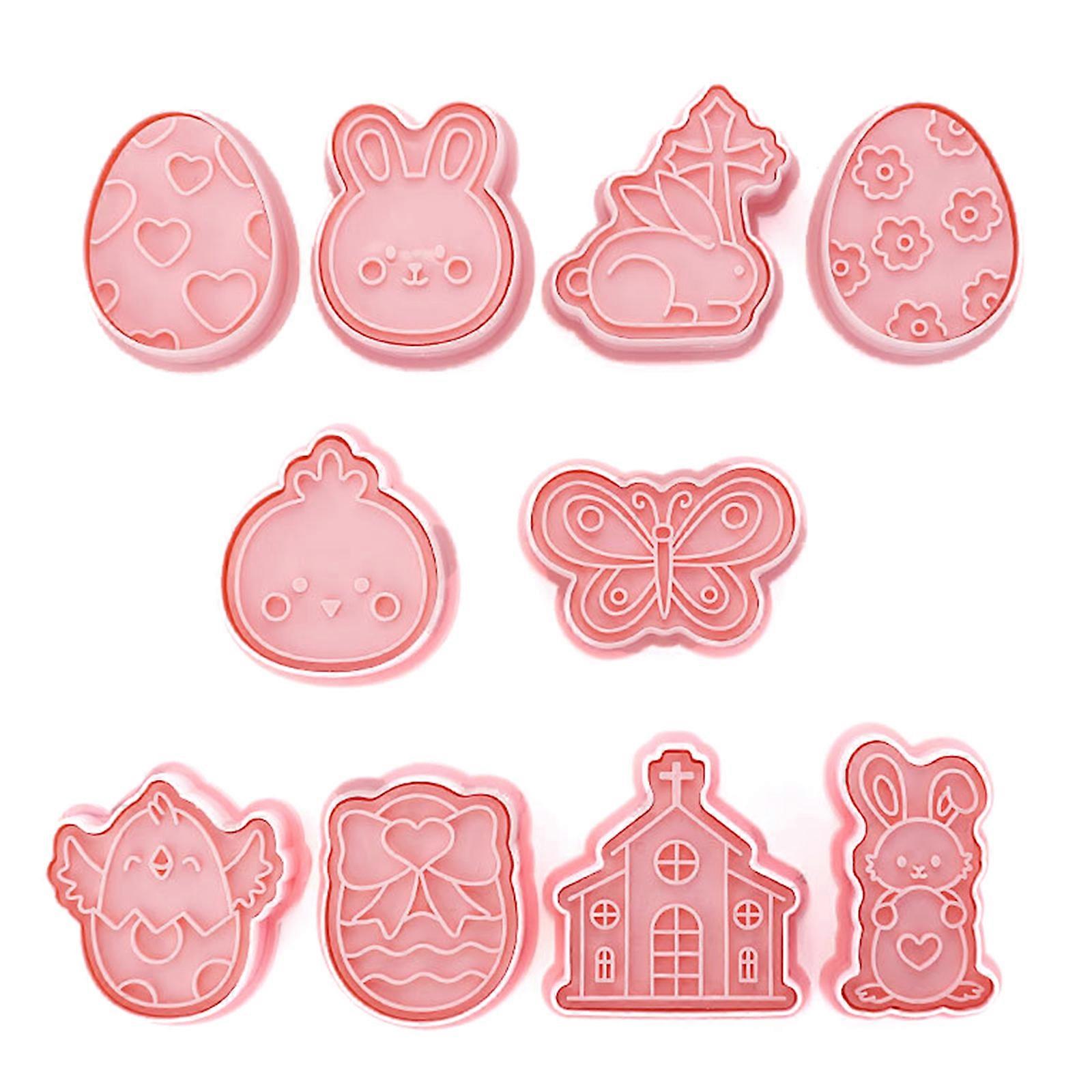 Plastic Press Cookie Cutter Easter Theme Bunny Eggs Baking Supplies Pressable