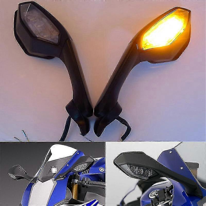 Accesorios de motocicleta Espejo retrovisor LED Luz intermitente para Yamaha Yzf R6 2017-2020 Yzf R1 2015-2019 Espejos intermitentes