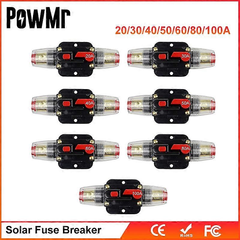 80A 60A 50A 40A 30A 12V / 24V / 48V DC Resettable Circuit Breaker Resettable Fuse Insurance for Solar Photovoltaic Connector
