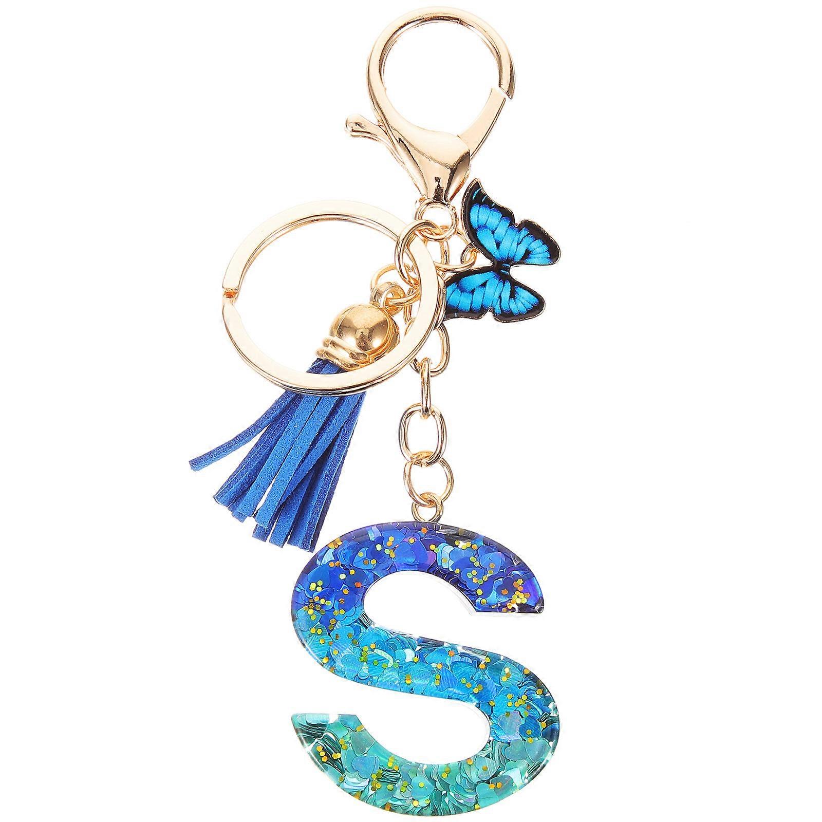 Butterfly Tassel Keychain Alphabet Keyring Purse Charm Handbag Keychain Pendant Keychain