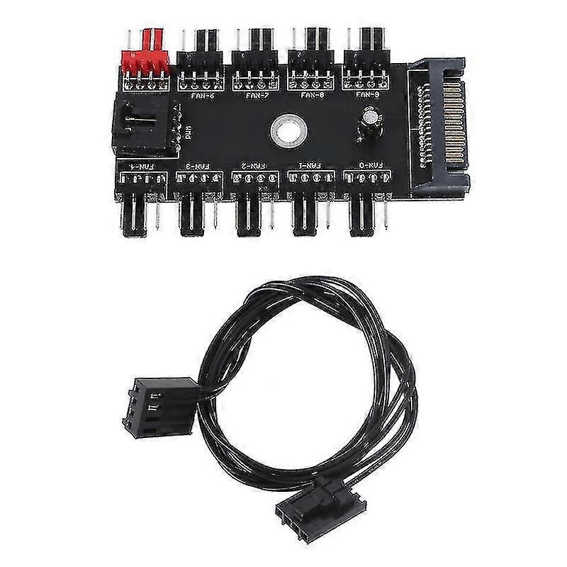 Motherboard 1 To 10 Port Pwm Fan 4 Pin Cooling Fan Hub Extension Splitter