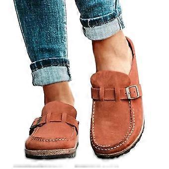Kvinder Afslappet Komfortabel Træsko Ruskind Slip On Sandaler Sommer Hjem Kontor Sko-43-Orange