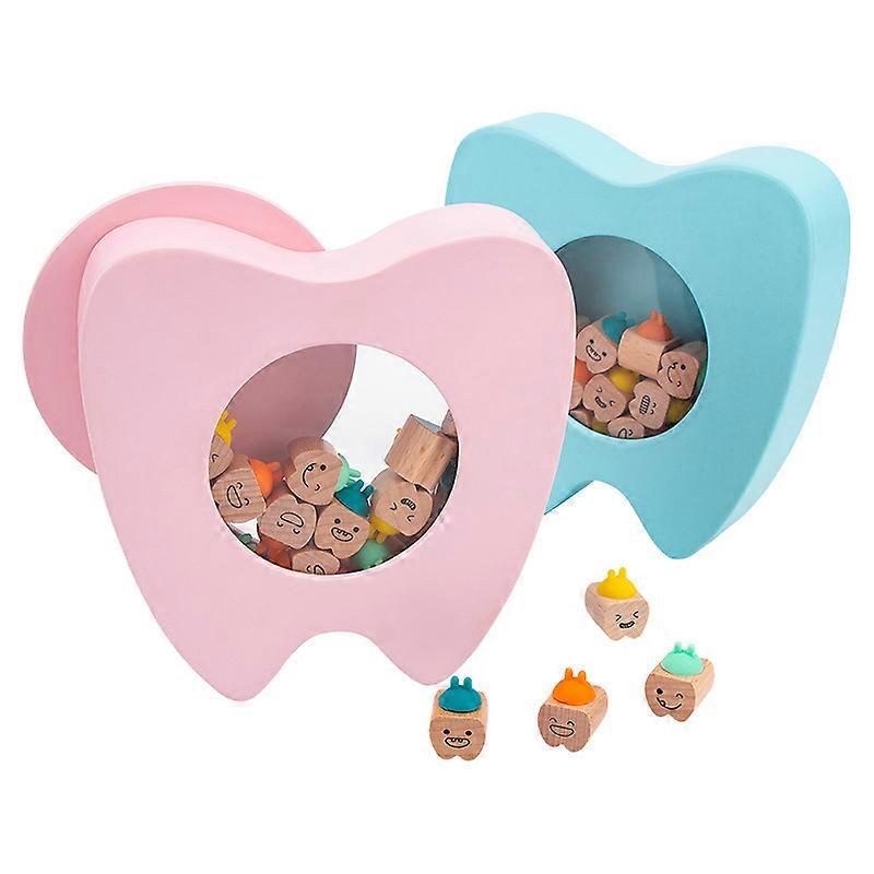 Baby Tooth Box Trä för barntänder Gåva Pojke Minnesorganisatör Fairy