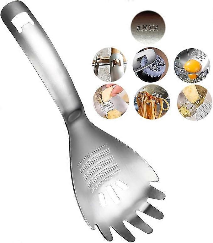Slotted Spoon,304 Stainless Steel 5-in-1 Multi-Functions Cooking Skimmer,Spaghetti Pasta Server Spoon,Ginger Crusher,Potato Press Tool,Egg Separator f