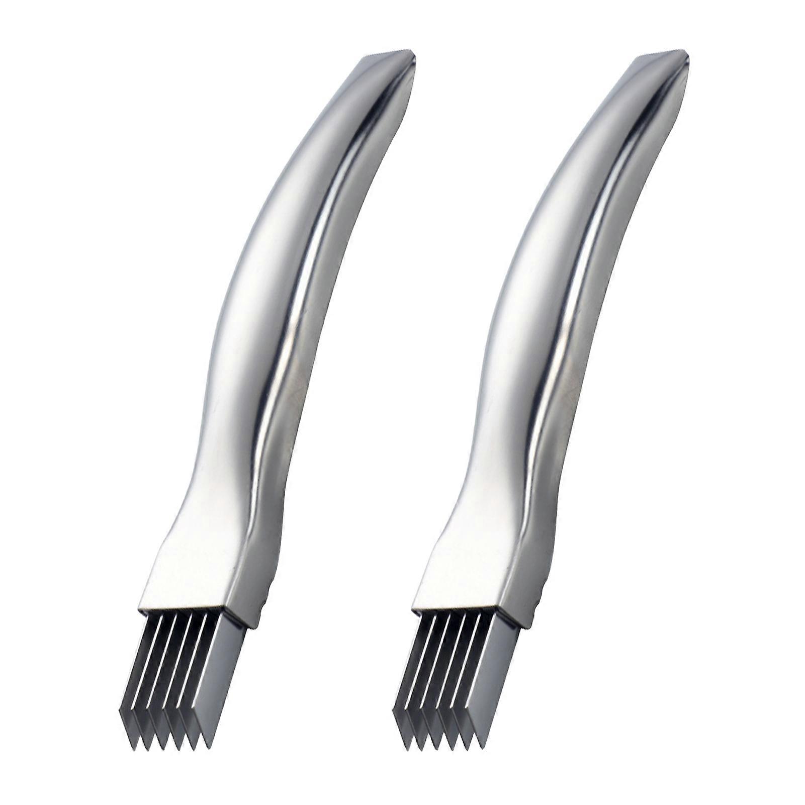 2Pcs Onion Slicer Stainless Steel Onion Cutter Multifunctional Kitchen Gadget for Vegetable Fruit Sharp Scallion Julienne Shredder Tool