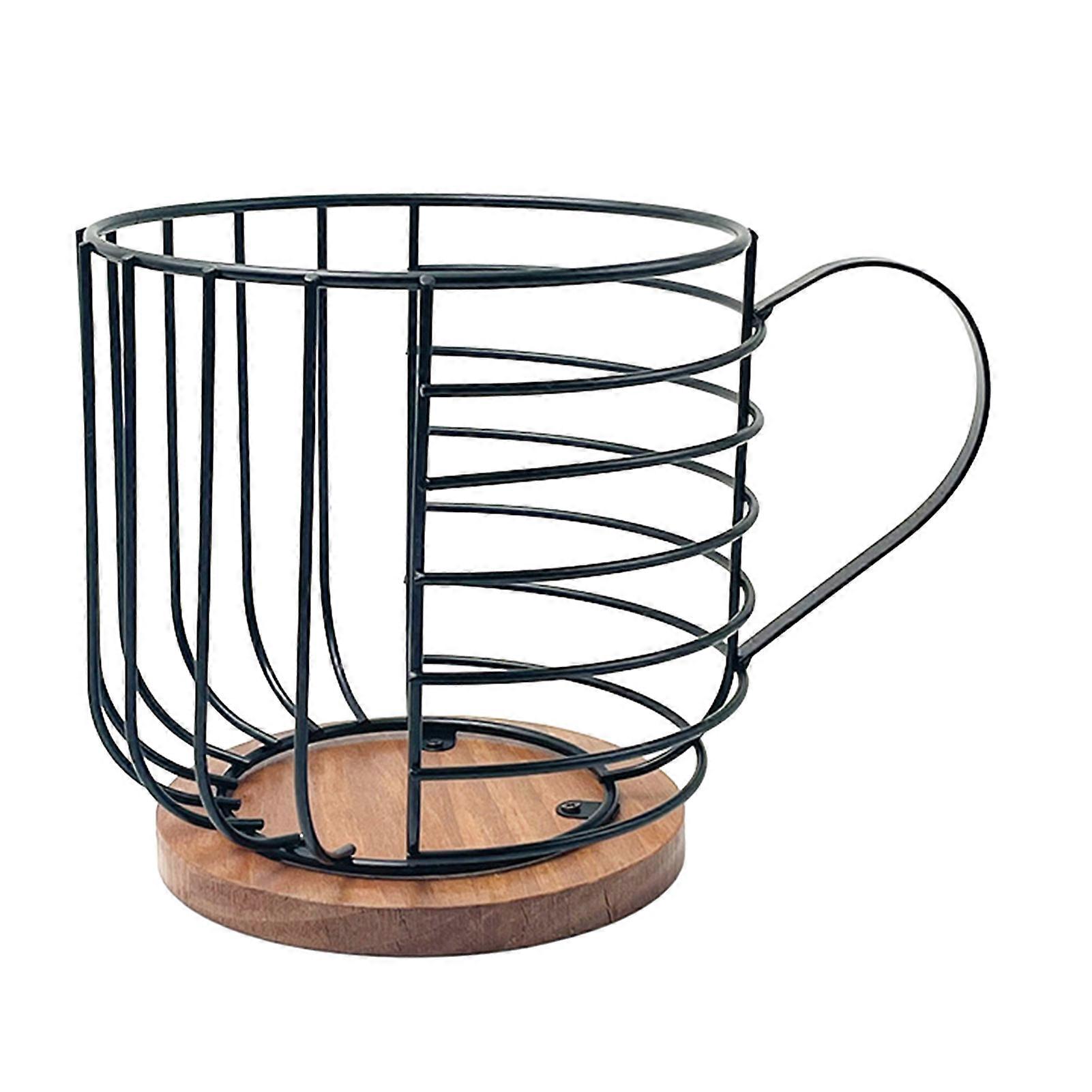 Metal Coffee Pods Holder with Wooden Base Cup Shape Keep Your Countertop Tidy Large Capacity Coffee Capsule Storage Organizer Rack Kitchen Supplies