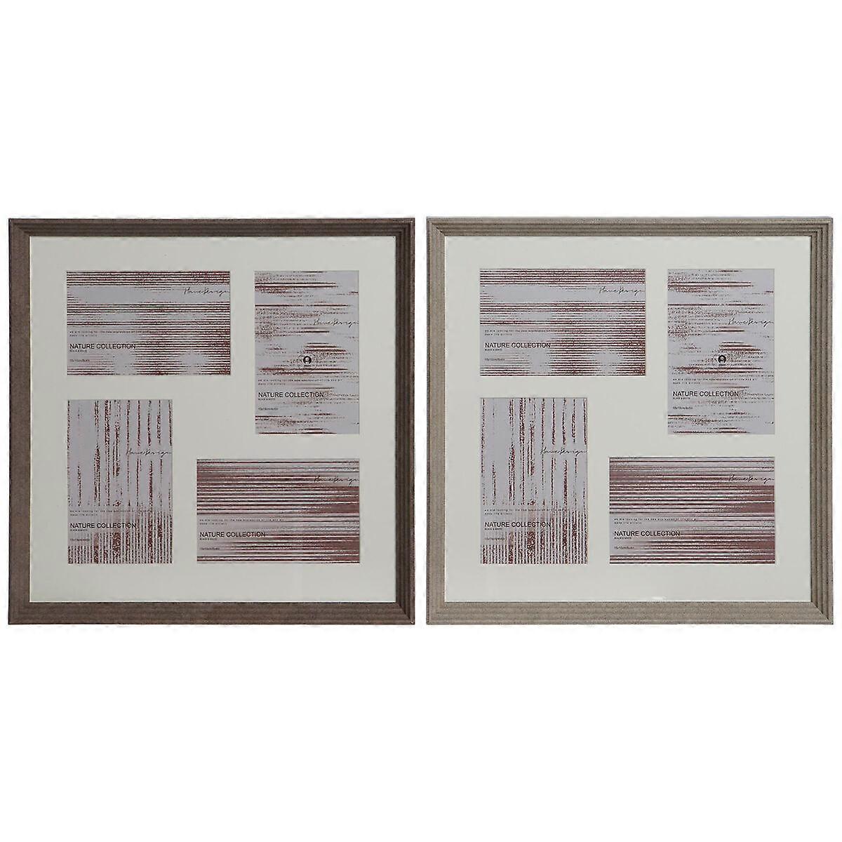 Photo Frame Home ESPRIT Brown Natural Crystal Polystyrene Urban 34 x 3 x 34 cm (2 pieces)