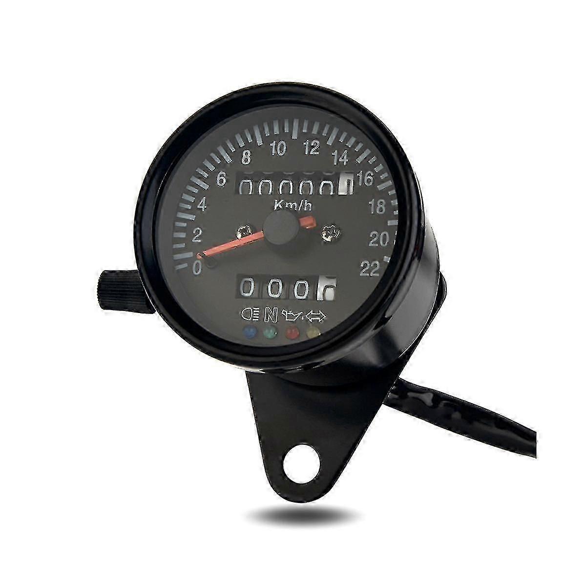 Cafe Retro Motorcycle Modified Gauge Led Indicator Mechanical Speedometer Odometer 220km/h  Black