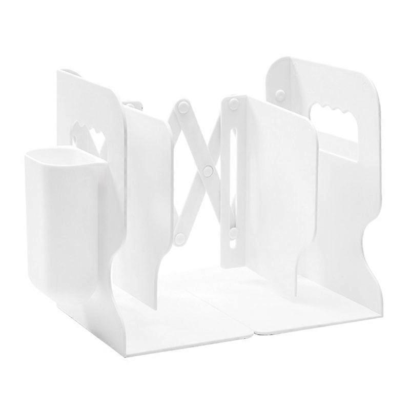 Retractable Bookend Book Stand Bookshelf with Pen Holder for Home Office