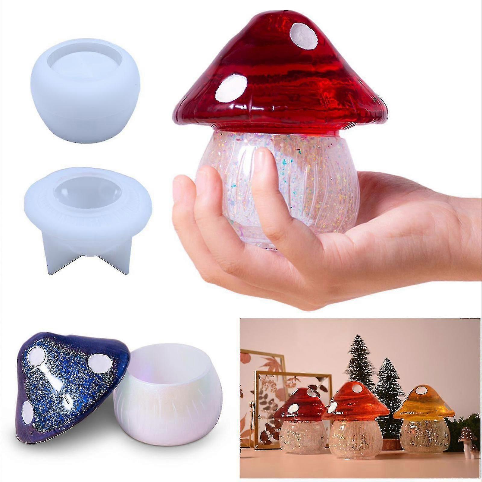 Molde de silicona Diy Crystal Drop Glue Mold Mushroom Jar Storage Box