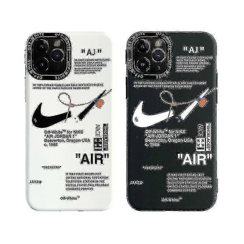 Per Iphone 13/12/11 Custodia per telefono smerigliato Nike bianco sporco 13pro / 12pro Nero + bianco