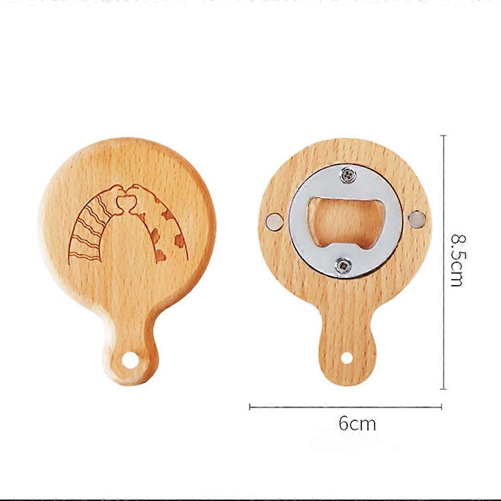 ブナラウンドキャットポーマグネティックボトルオープナー、木製