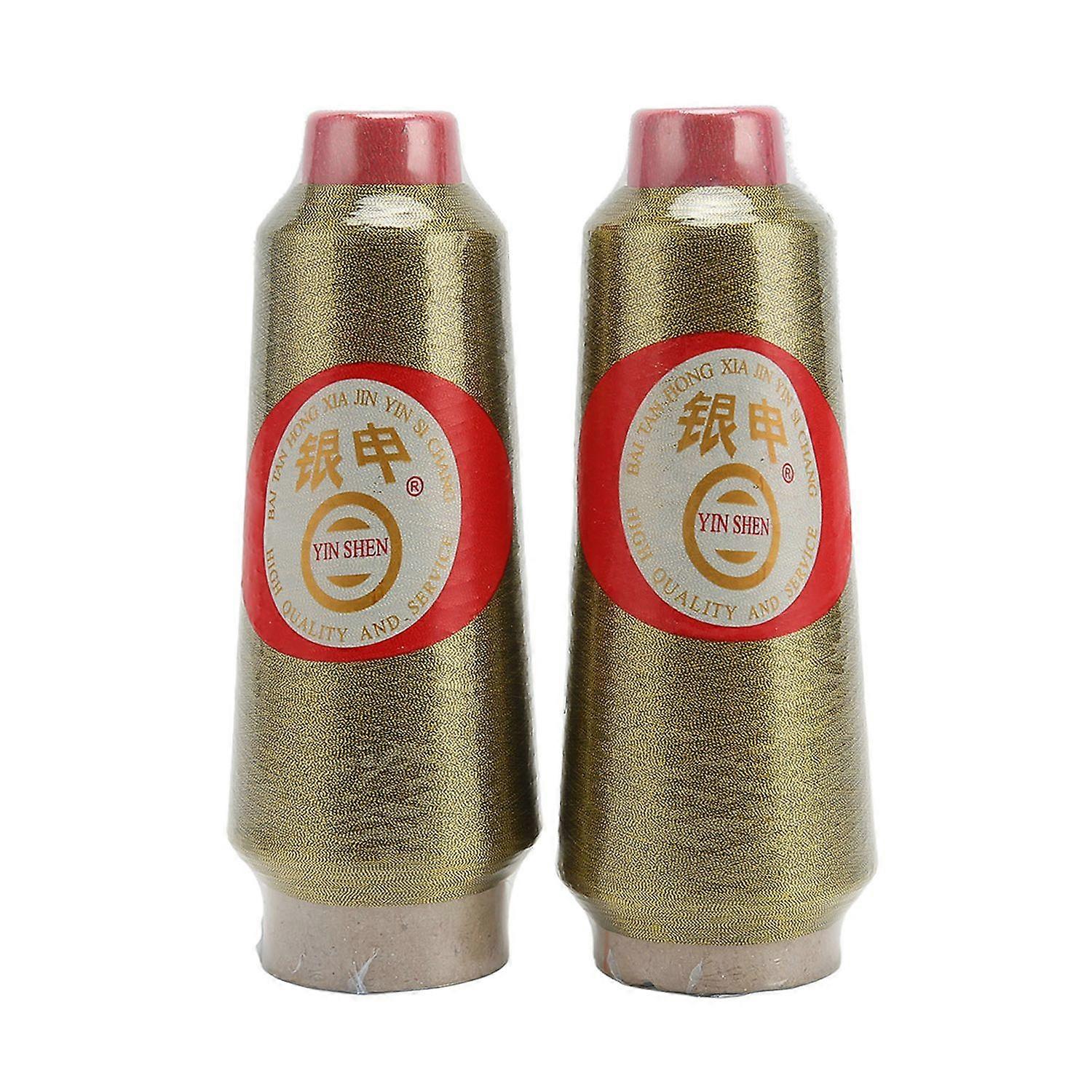 2Pcs Metallic Embroidery Thread 3500yd Polyester Fadeless Gold Color Embroidery Machine Thread for D