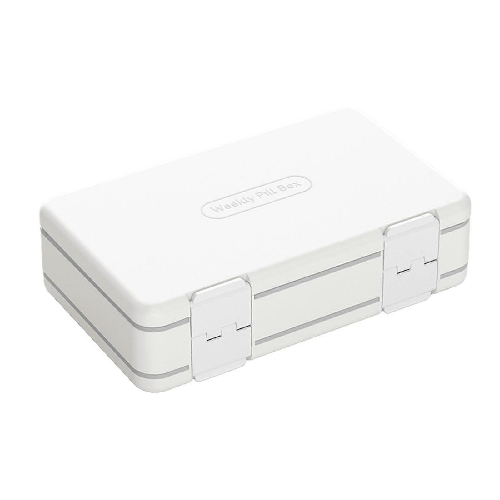 Pill Case Portable Double Layer Seven-day 24 Compartment Large-capacity Transparent Portable Sealed Medicine Box White
