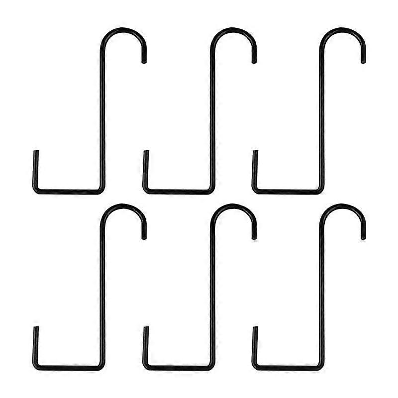6pcs Round Planter Hooks Railing Hooks Black Flower Pot Hooks Flower Pots Bonsai Hanging Iron Hooks Balcony Decoration