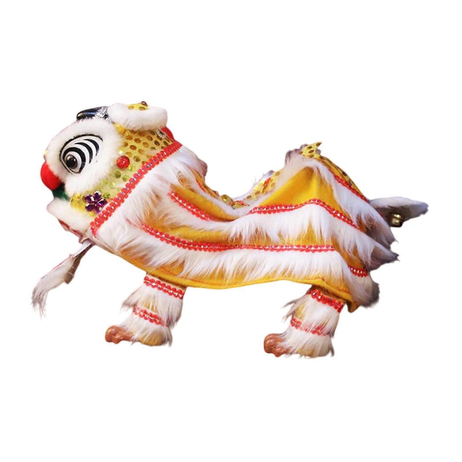 צעצוע אריה מריונטה סינית 2025 קישוט ראש השנה הסיני פסטיבל האביב צהוב לבן