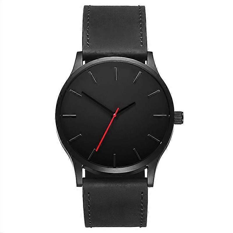 Men Simple Matte Leather Belt Quartz Watch