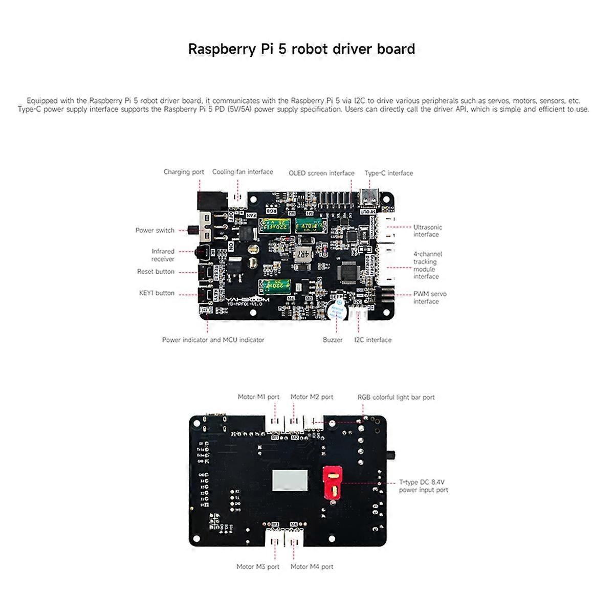 For 5 4WD Mecanum Robot Car Kit AI Vision with Camera DIY Educational ROS2-Humble Python Set US Plu