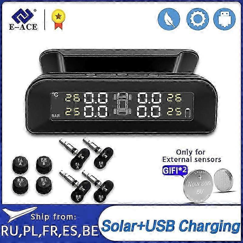 K07solar Intelligence Wireless Vehicle Sensors Tire Pressure Monitoring System Temperature Warning With 4 S