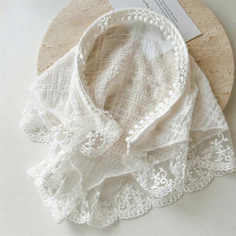 Summer new seersucker lace headscarf headband fabric triangle scarf wrapped head girl bow