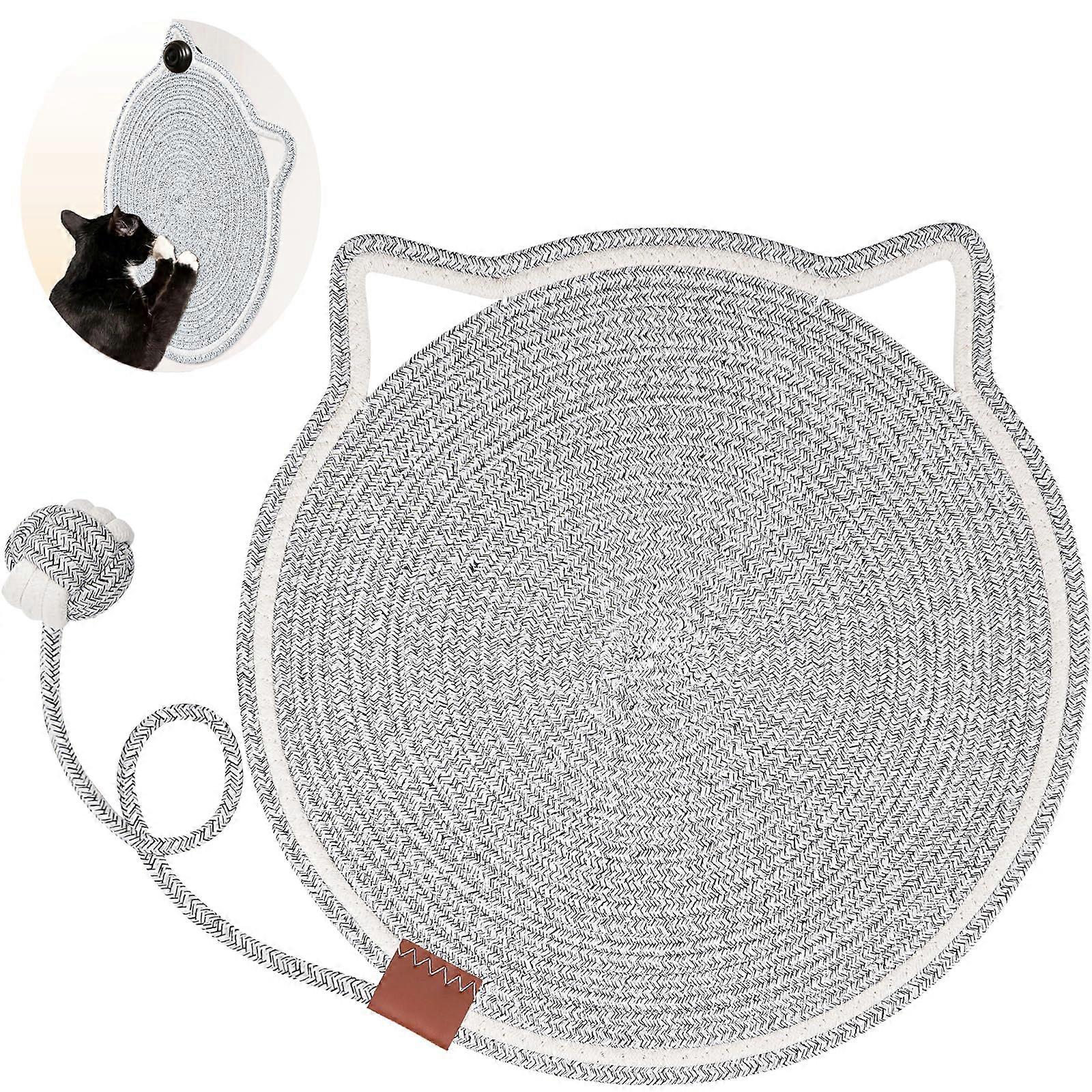 Cat Matte Matt Natural Cotton Rope Cat Bed Pad, 15.7 Inch Round Floor Cushion, Durable, Soft, Eco-Friendly Design
