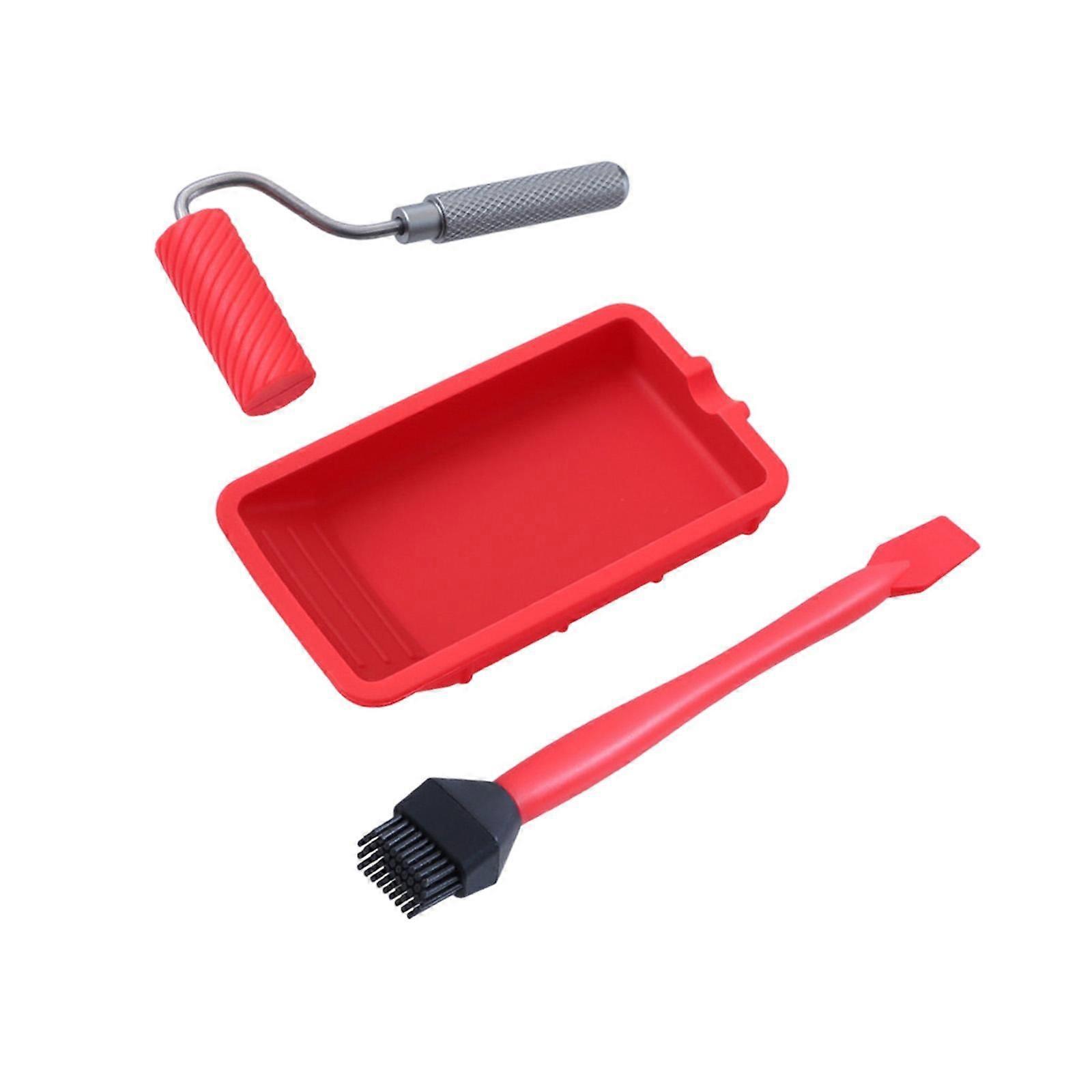 油漆滚筒托盘套件墙壁装饰手工具可洗木胶涂抹器套件3PCS