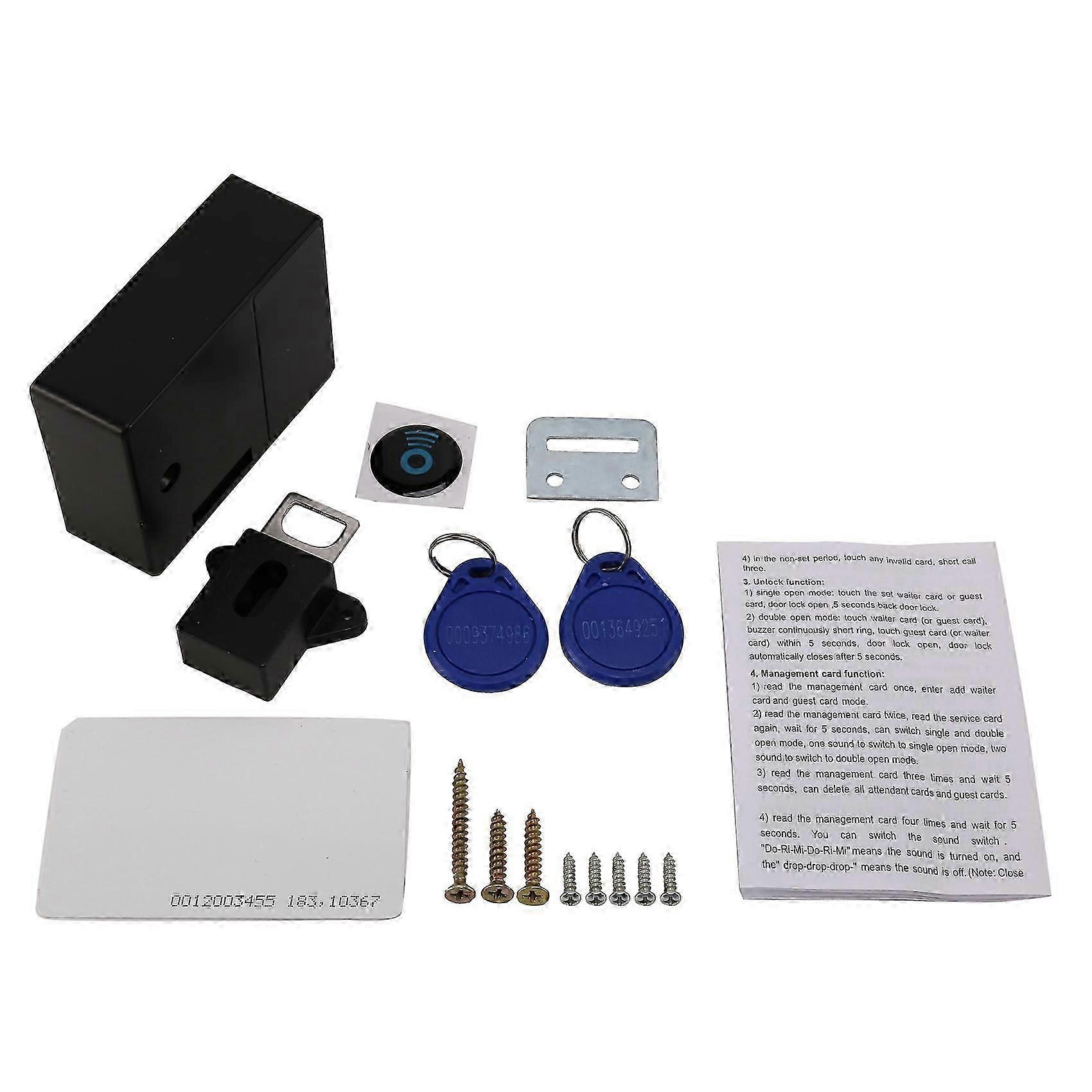 RFID Electronic Cabinet Lock DIY For Wooden Drawer Cabinet, Ready For Use & Programmable(Black)