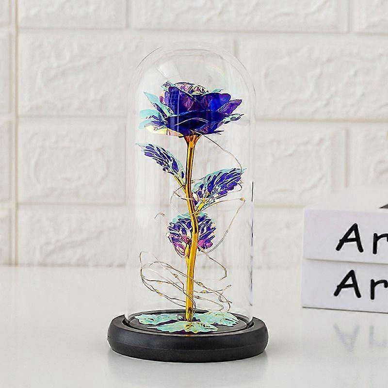 وردة الجمال والوحش في قبة زجاجية مع أضواء خرافية LED هدايا وردة غالاكسي ملونة للنساء - عيد الحب عيد الأم عيد ميلاد عيد الميلاد