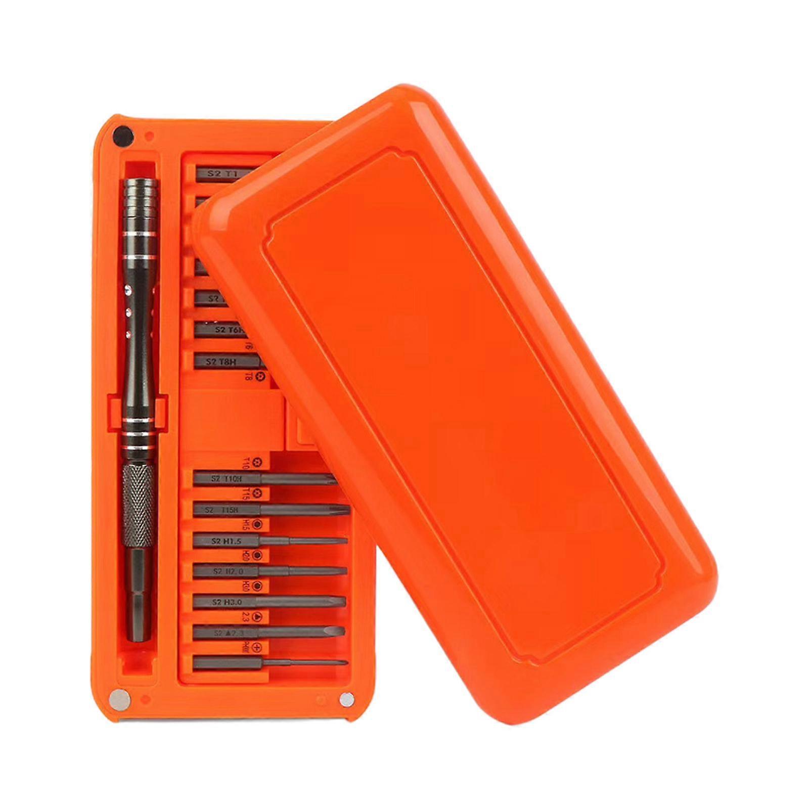 Mini Screwdriver Kit Magnetic Repair Tool Kit with 28pcs S2 Steel Bits Screwdriver for Phone Watch Camera Computer  orange