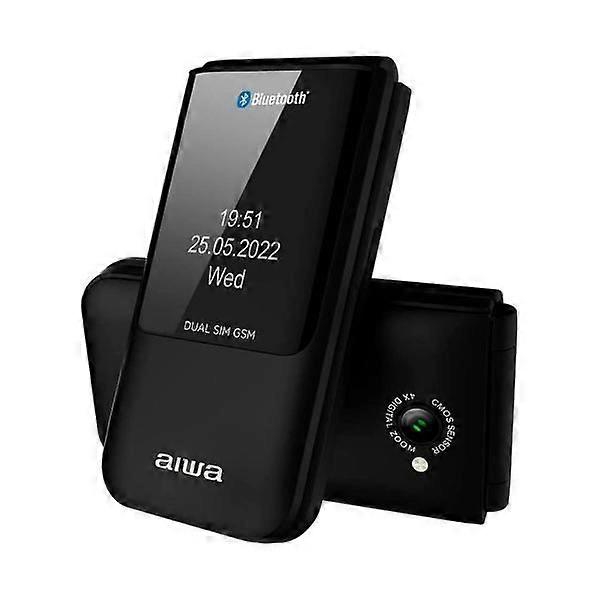 Mobile aiwa FP-24 basic / senior in black color with 2.4" QVGA screen + 1.44" SQVGA external screen, 32 MB RAM + 32 MB internal,