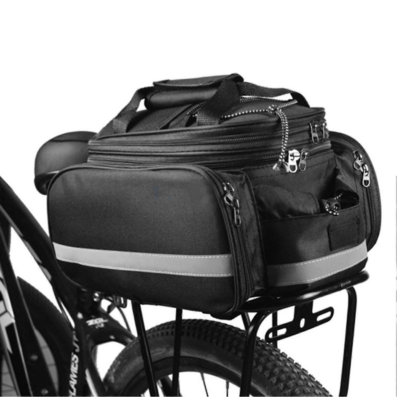 Bicycle Rear Seat Bag Expandable MTB Bike Rack Bag Cycle Luggage Carrier Trunk Bag with Rain Cover