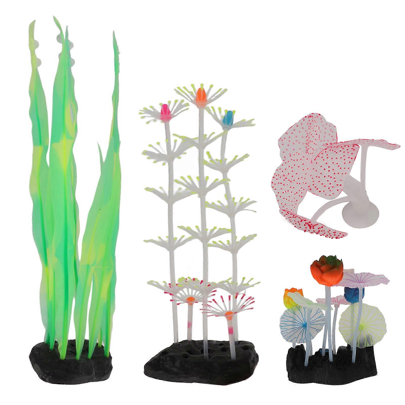 Luminous Aquarium Decoration Silicone Coral Plant Kit for Fish Tank - 10-Inch Colorful LED Simulation Decor