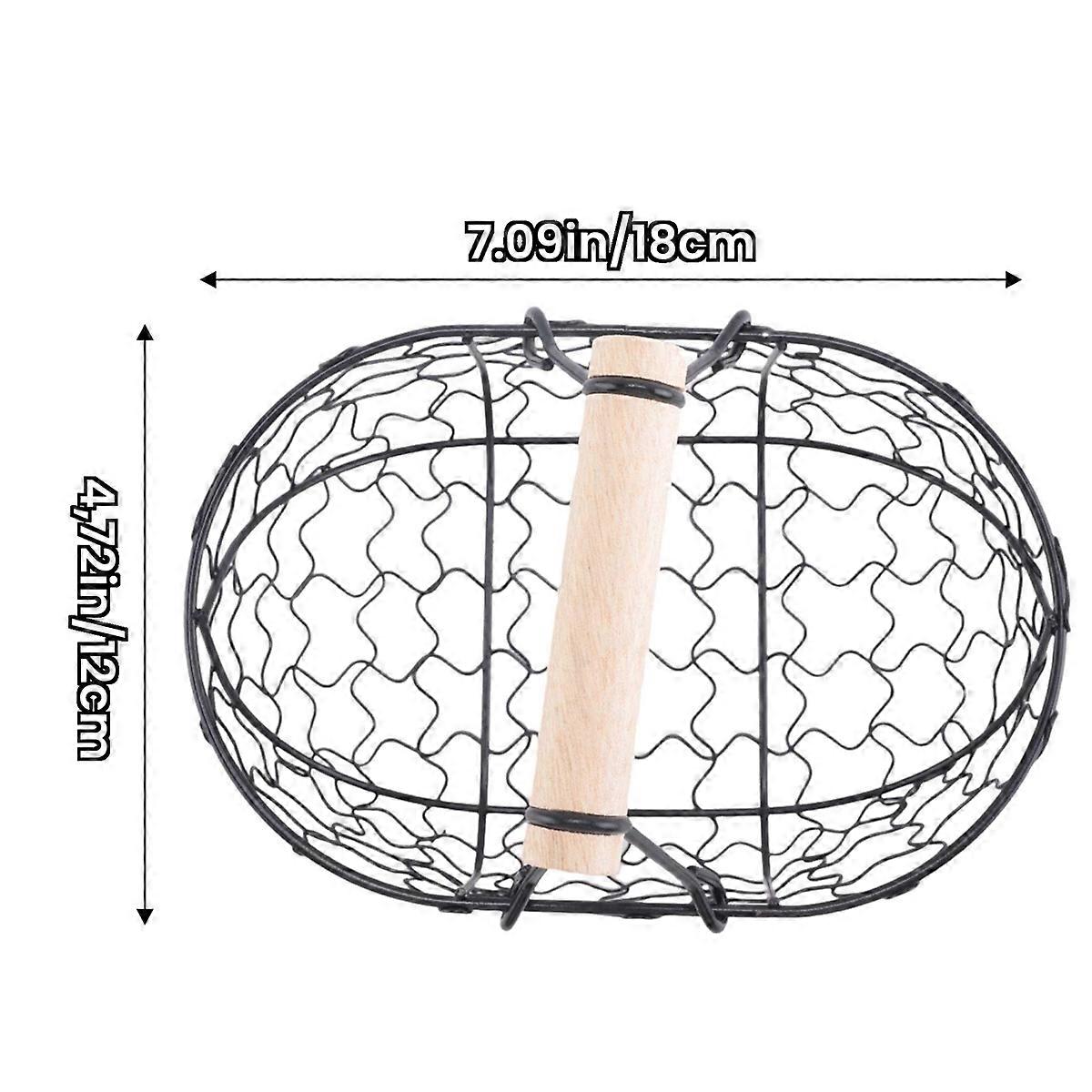 Træhåndtag Metal Retro Kurv Sort