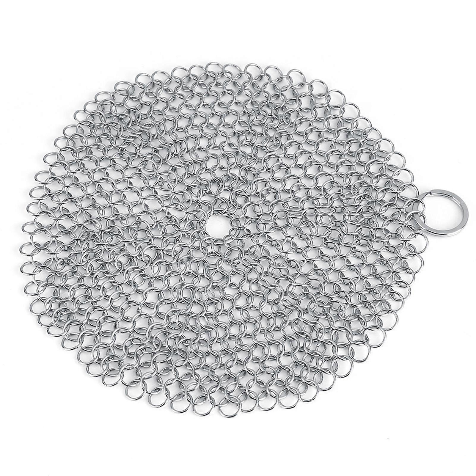 Stainless Steel Chainmail Scrubber - Rust-Resistant Cookware Cleaner and Scraper for Cast Iron Skillets, Pans, and Pots - for easy Cleaning and Mainte
