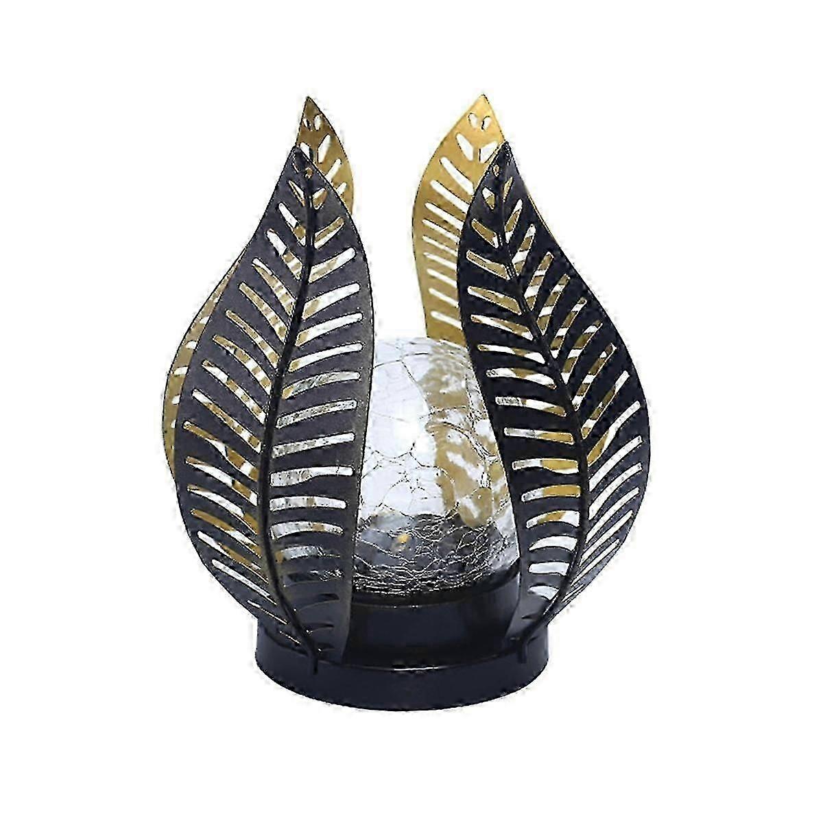 Exquisite Garden Lights Waterproof Decorations,Crackle Globe Glass,Metal Palm Leaf Solar Lights Suitable for Outdoor Decor on Garden