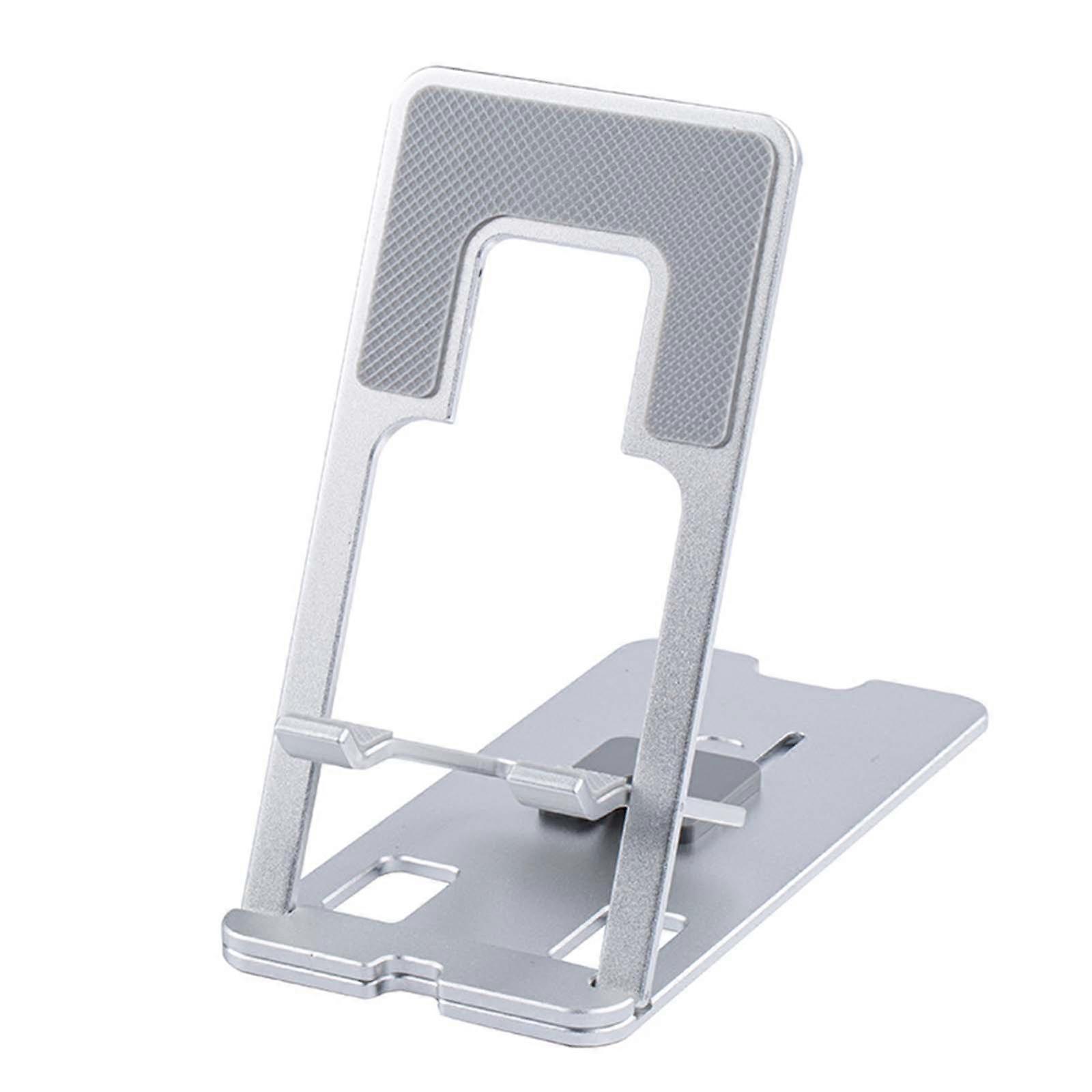 Universal Cellphone Stand Cradle Durable Metal Smartphone Holder Tabletop Bracket for Tablet Anti Corrosion Rustproof Silver