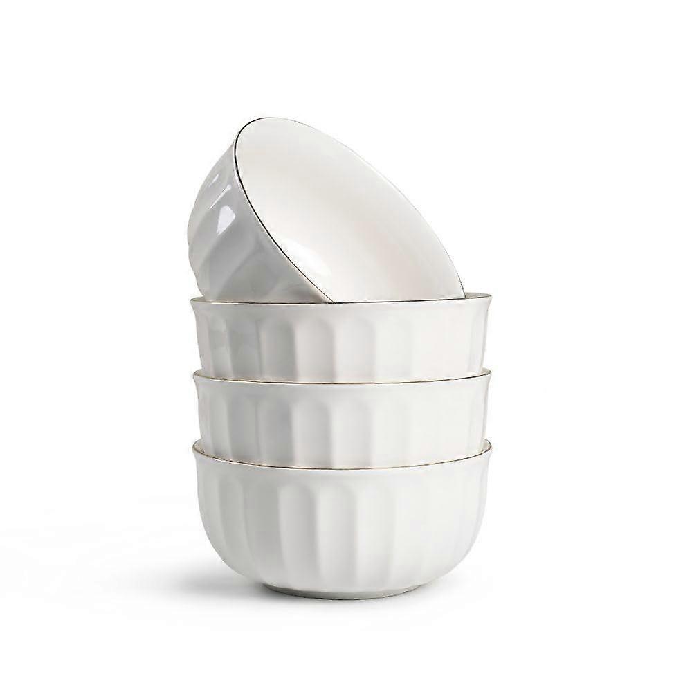 4 Ceramic Bowls White for Cereal 22 OZ