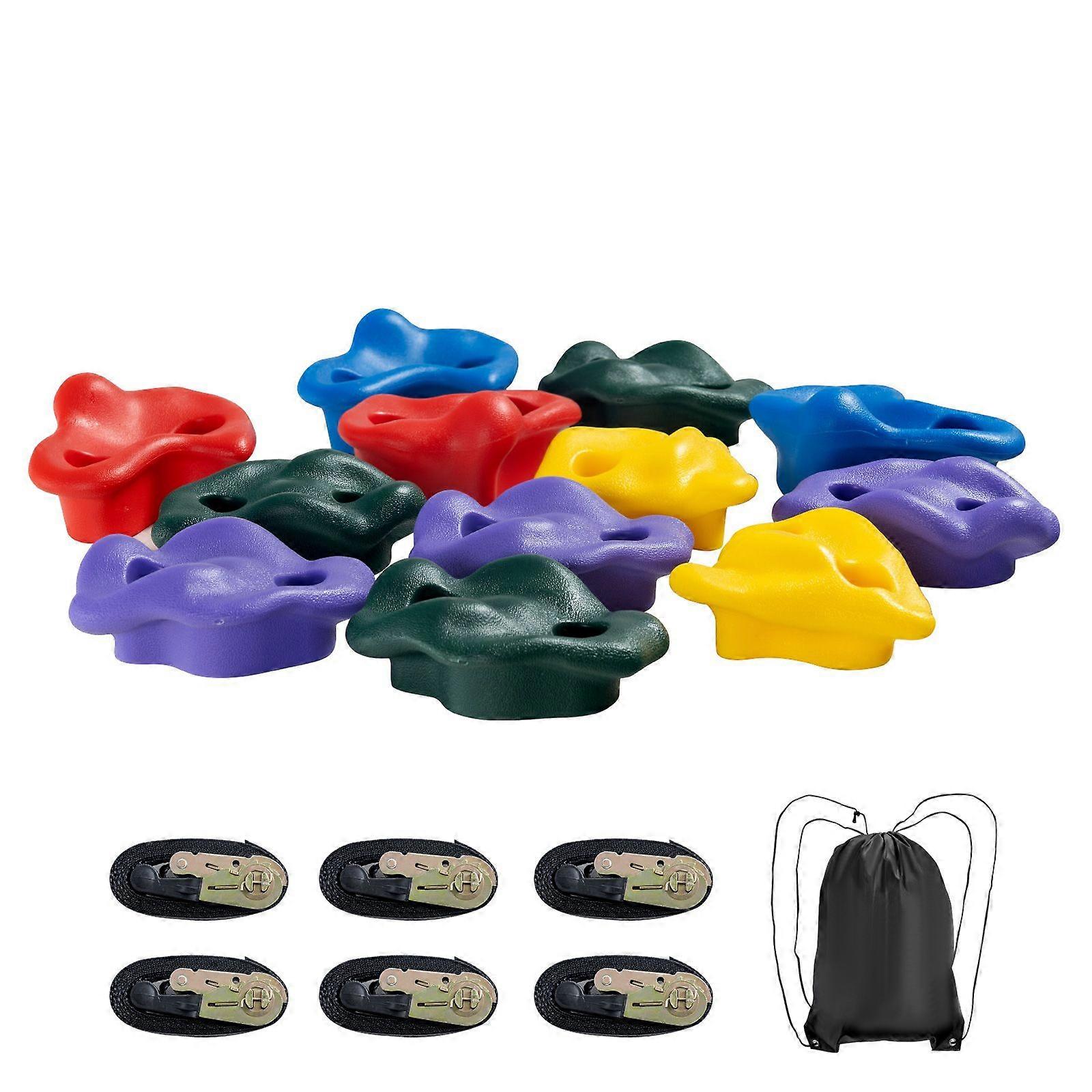 Ninja Tree Climbing Kit, 12 Tree Climbing Holds, 6 Ratchet Straps, and a Climbing Ladder, Various Colors and Shapes