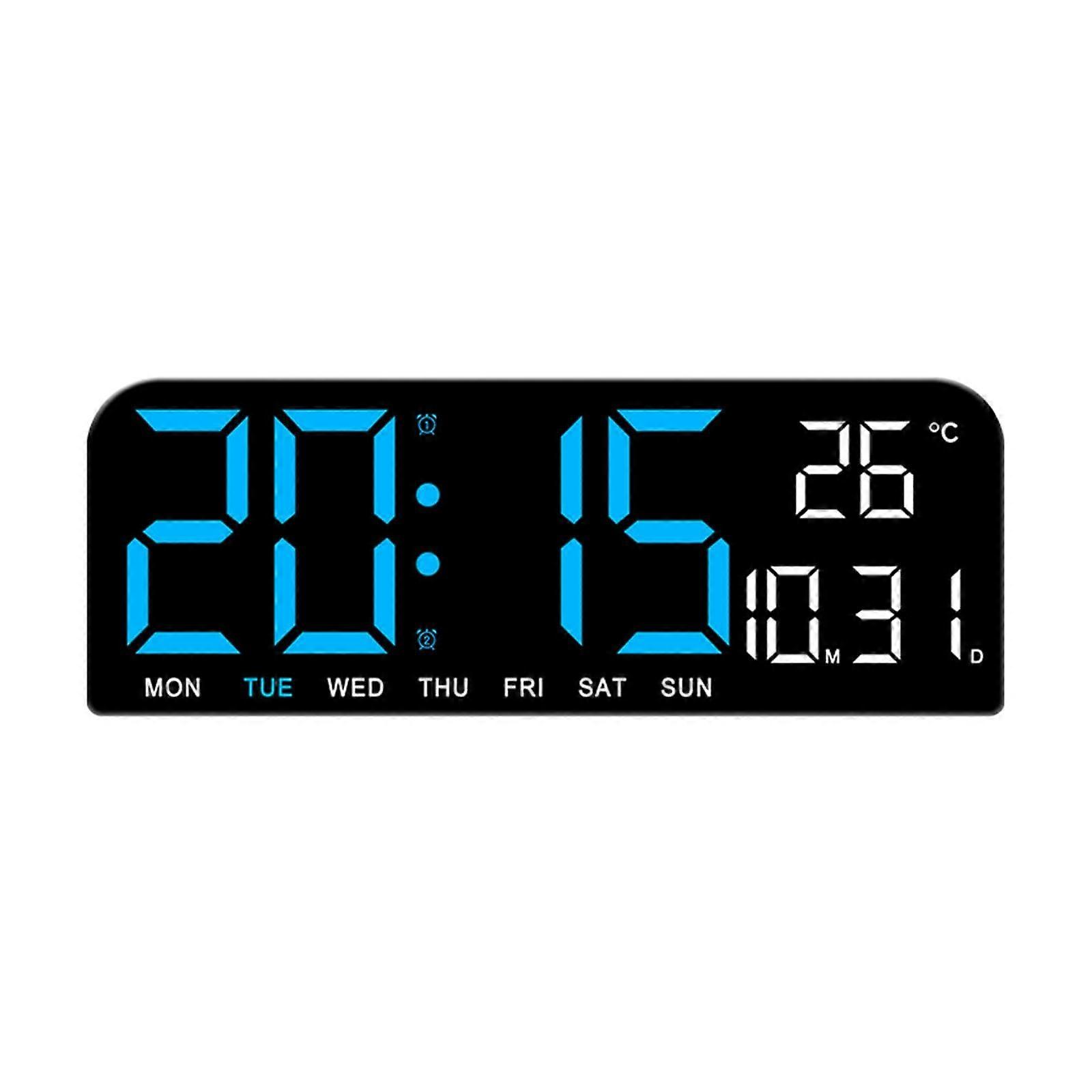 Digital Alarm Clock LED Display Table Clock With Dual Alarm 4-Level Brightness For Nightstand Blue