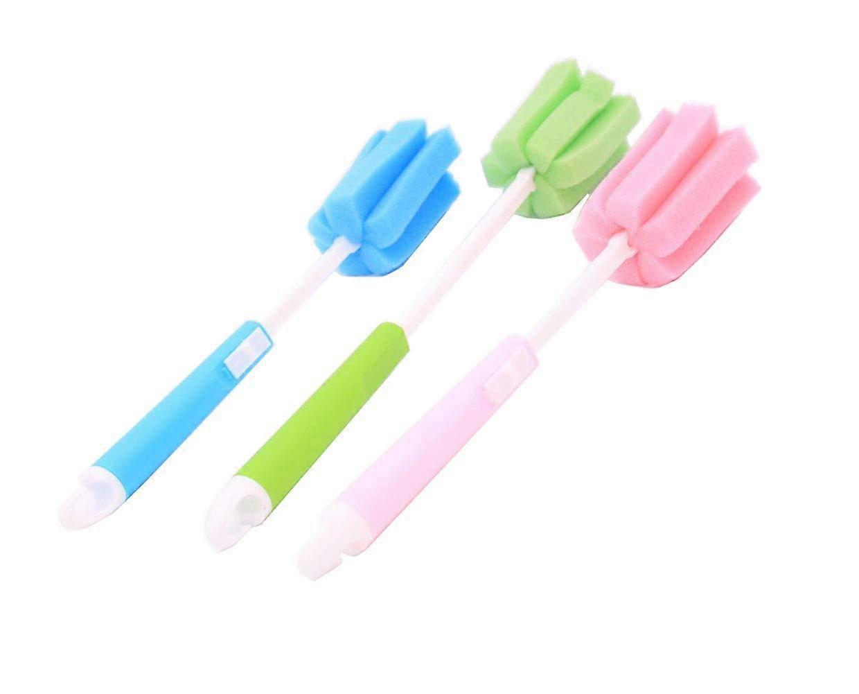 3PCS 海绵清洁刷清洁器,带可调节塑料长柄厨房多功能洗碗机