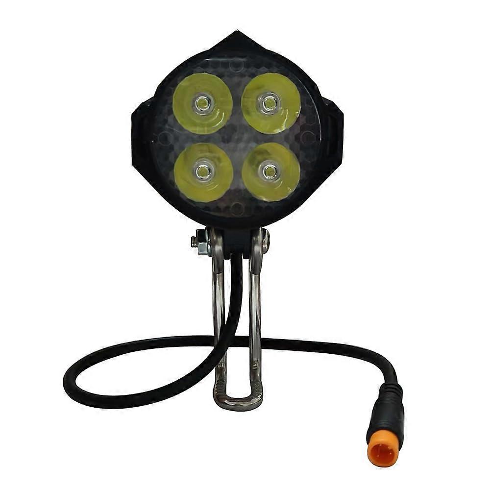 EBIKE LED Front Light 36V 48V Bicycle Horn with Internal Speaker 4 Bright Lights 3 Pin Connector E-Scooter Compatible